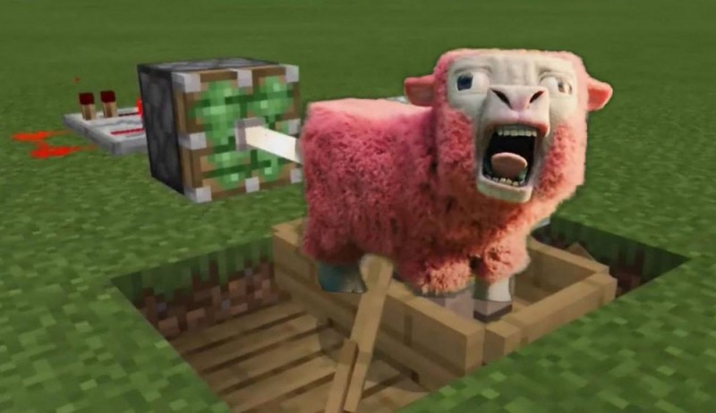 Create meme: sheep in minecraft, sheep from minecraft, pink sheep in minecraft