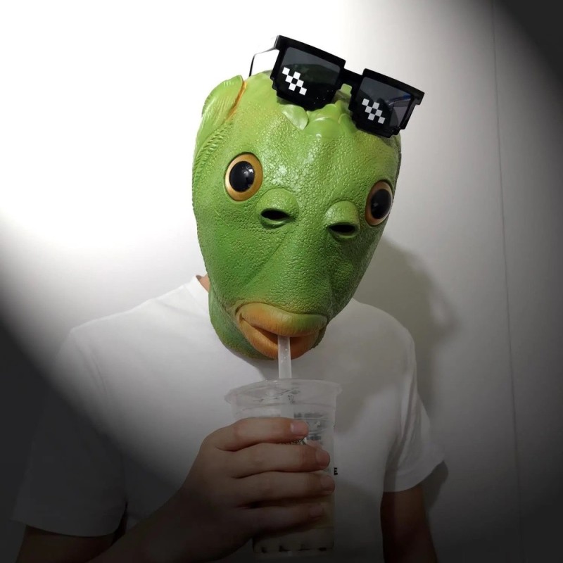 Create meme: rubber fish mask, funny mask, latex mask
