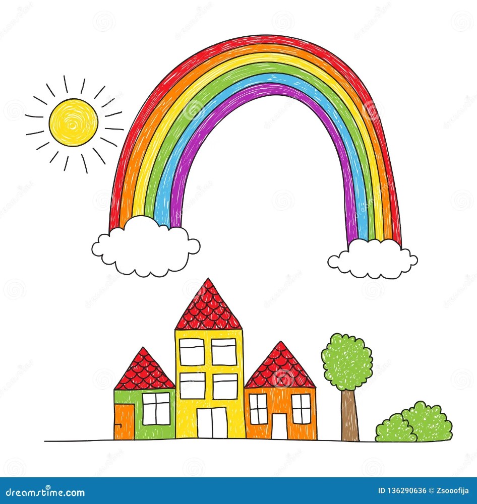 Create meme: rainbow house, House with a rainbow drawing, a house with a rainbow drawing