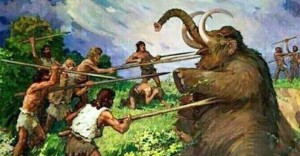 Create meme: ancient people hunting, hunting of the ancient people, hunting primitive people