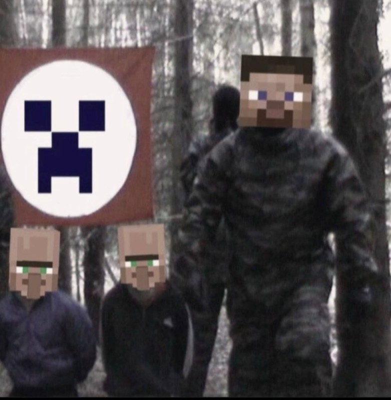 Create meme: boy , boatswain, minecraft heads