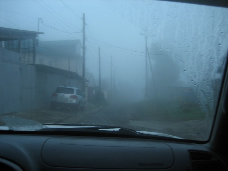 Create meme: car , thick fog , morning mist 