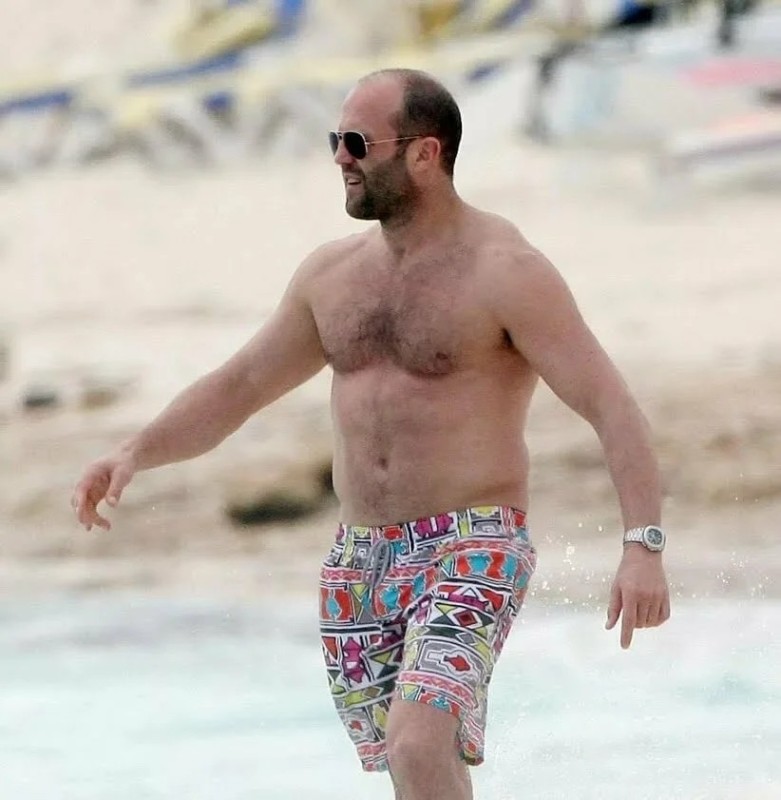 Create meme: Jason Statham on the beach, Jason Statham , Jason Statham is fat