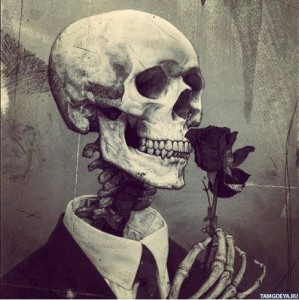 Create meme: skeleton, skeleton art, skeleton with rose