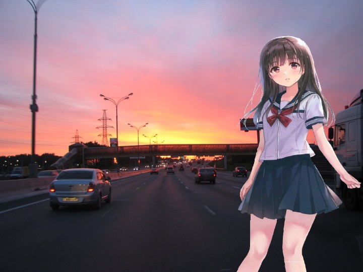 Create meme: anime beautiful girls, anime , night ring road