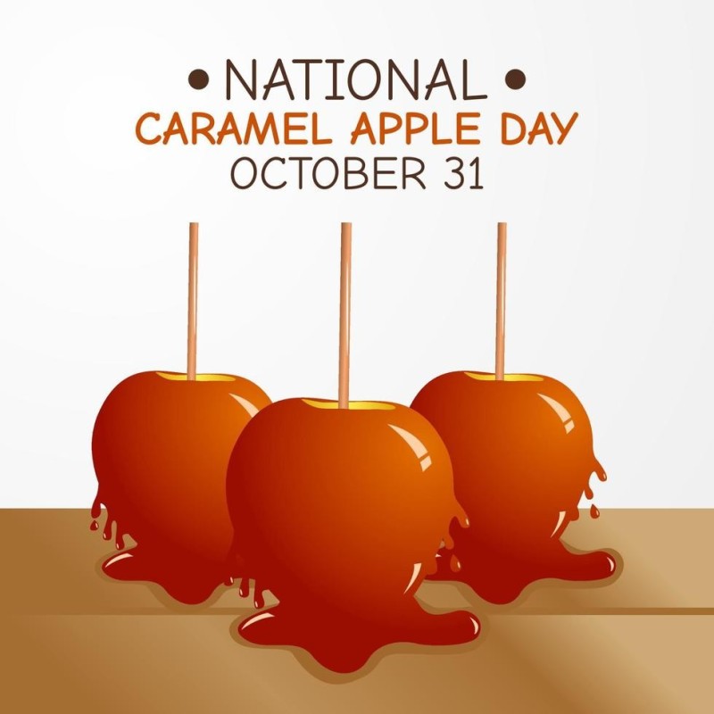 Create meme: caramel apple, apple day, caramel apples