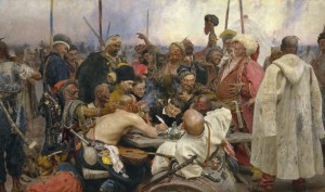 Create meme: The Cossacks writing letter to Turkish Sultan. 1880, Ilya Repin Cossacks, picture Repin Cossacks writing letter to Turkish Sultan