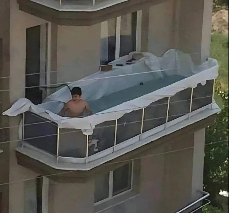 Create meme: cool balcony, pool on the balcony, balcony 