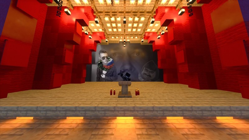 Create meme: minecraft scene, The big Minecraft Theater, theater in minecraft