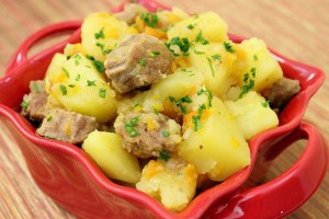 Create meme: potatoes with meat