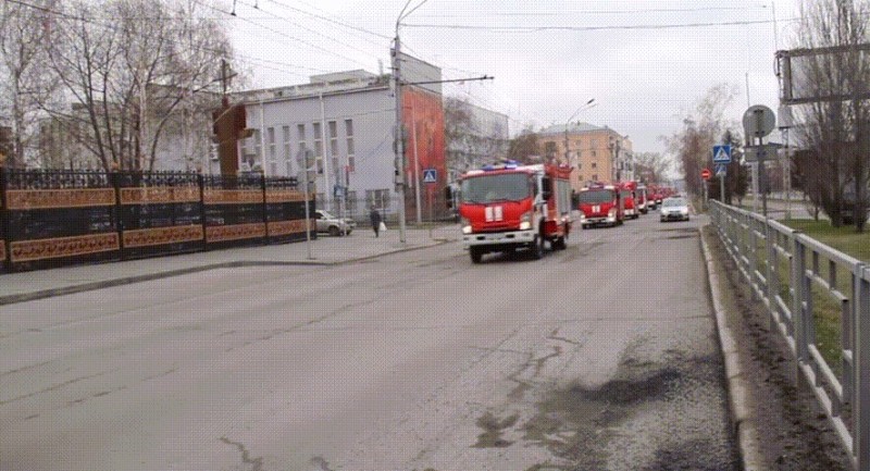 Create meme: the parade of fire fighting equipment in Barnaul on April 28, 2019, the parade of fire equipment in Barnaul, Krasnye hills Penza fire