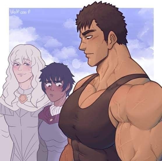 Create meme: Berserk anime, griffith and gats, Gats and Griffith art