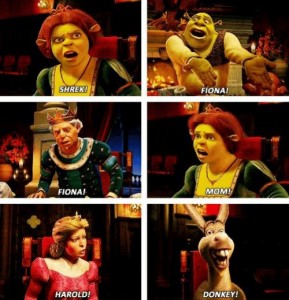 Create meme: Shrek, Shrek Fiona, Fiona's dad, Harold, Shrek donkey