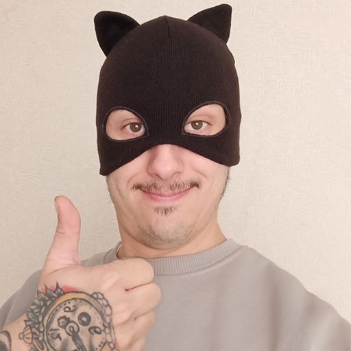 Create meme: cat mask , Batman's hat, people 