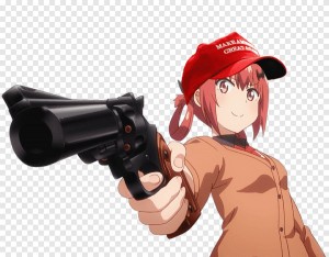 Создать мем: аниме, сатания с пистолетом, оружие аниме