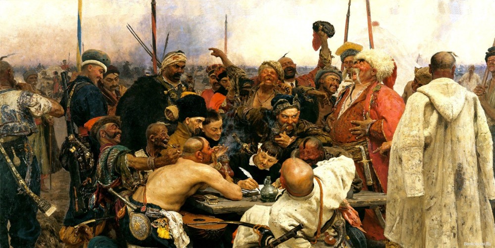 Create meme: zaporozhtsy repin, the Cossacks writing letter to Turkish Sultan Repin, Ilya yefimovich repin zaporozhets