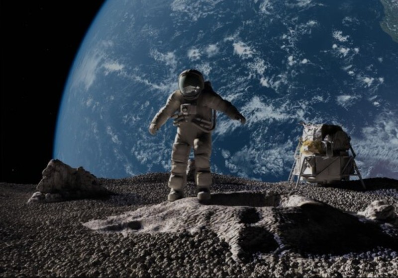 Create meme: astronauts on the moon, nasa and roscosmos, the spacewalk 