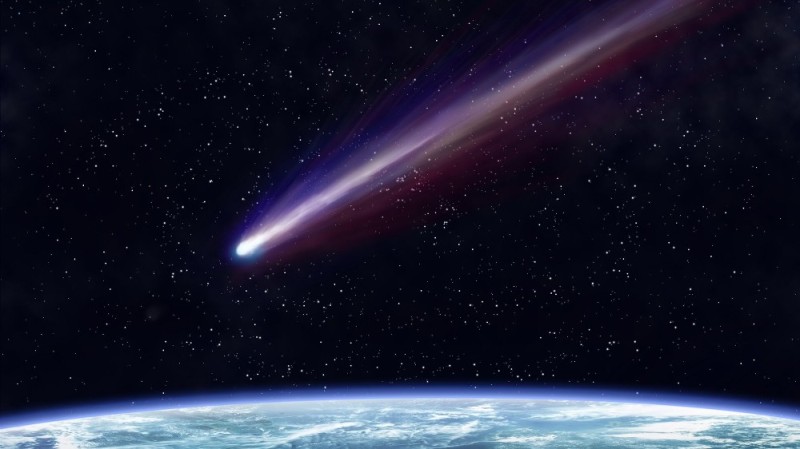 Создать мем: кометы и метеориты, падающая комета, космос комета
