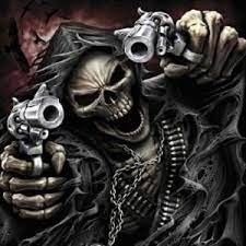 Create meme: skeleton with a gun, skull