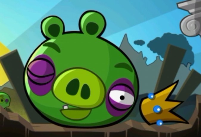 Создать мем: bad piggies король свиней, энгри бердз свинья, король свиней энгри бердз