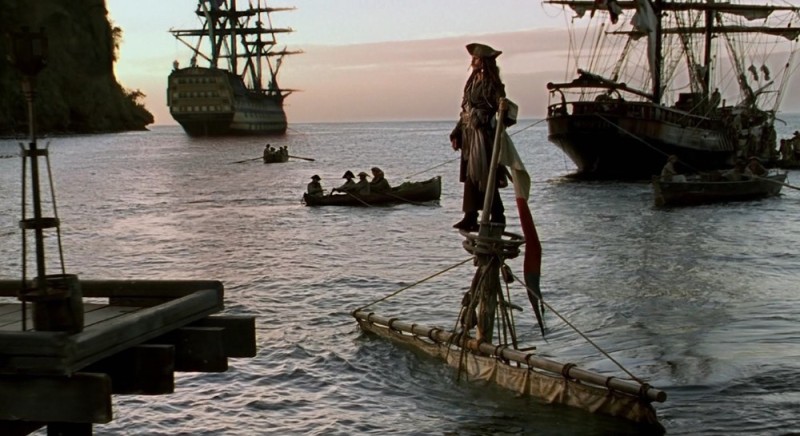 Create meme: Captain Jack Sparrow the black Pearl, pirates of the caribbean ships, Jack Sparrow on the ship