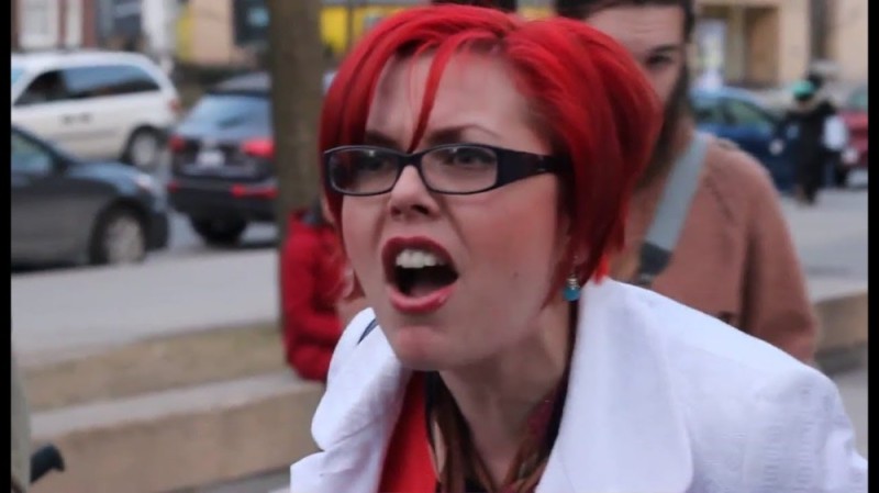 Create meme: American feminist with red hair, feminist , feminist chanty binx