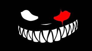 Create meme: smile monster for Intro, smile teeth on black background, evil smile