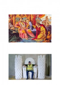 Create meme: Russian saints, Alexander Nevsky and Batu Khan, Prince before the Khan