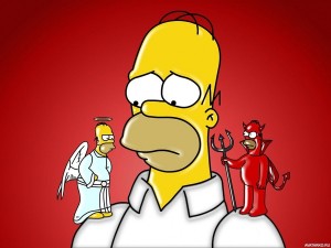 Create meme: Homer Simpson angel and devil, Homer, Homer Simpson