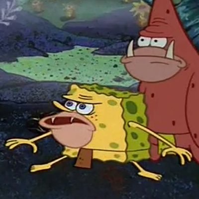 Create meme: sponge Bob prehistoric, primitive spongebob, cave spongebob