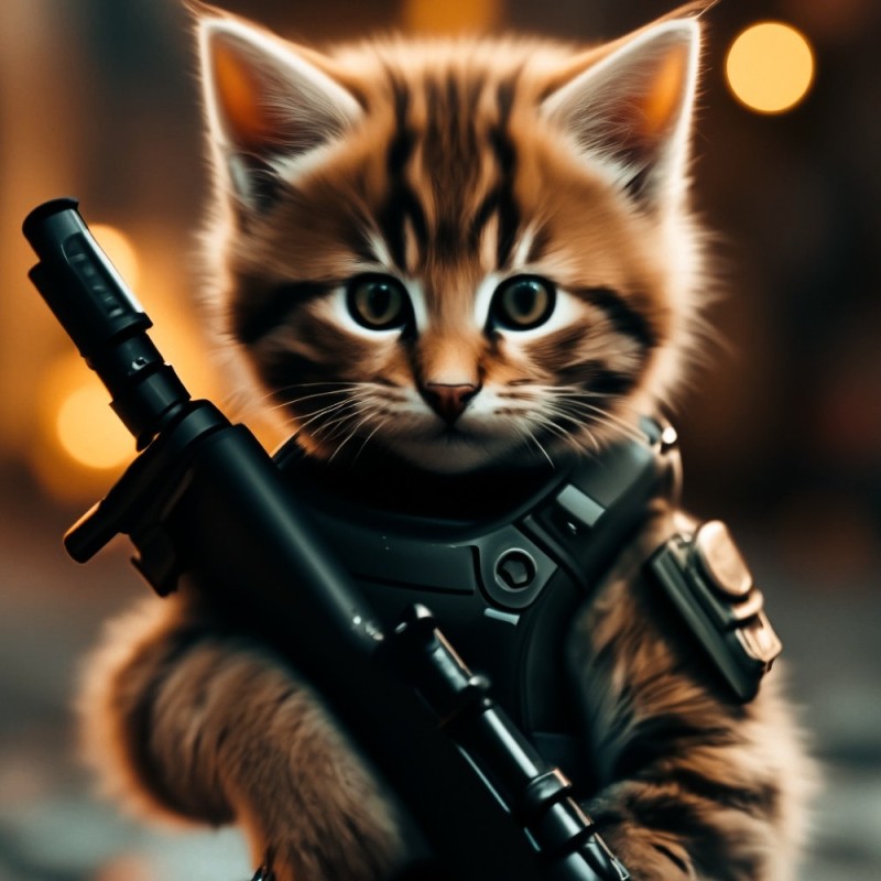 Create meme: combat seals, seals , a cat with a machine gun