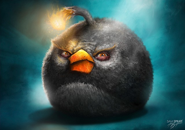 Создать мем: sam spratt angry birds, злая птица из энгри бердз, чёрная птица из angry birds