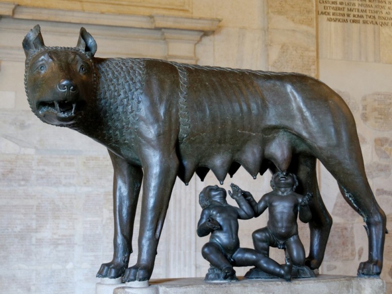 Create meme: The symbol of Rome is the Capitoline she-wolf, Capitol Wolf, Romulus and Remus