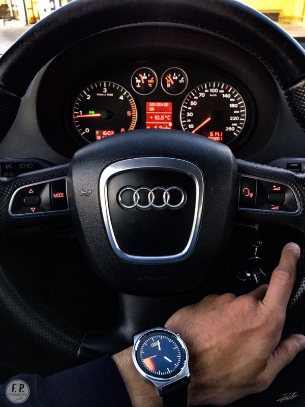 Create meme: audi steering wheel, a man's hand on the steering wheel of an Audi, audi a3 steering wheel