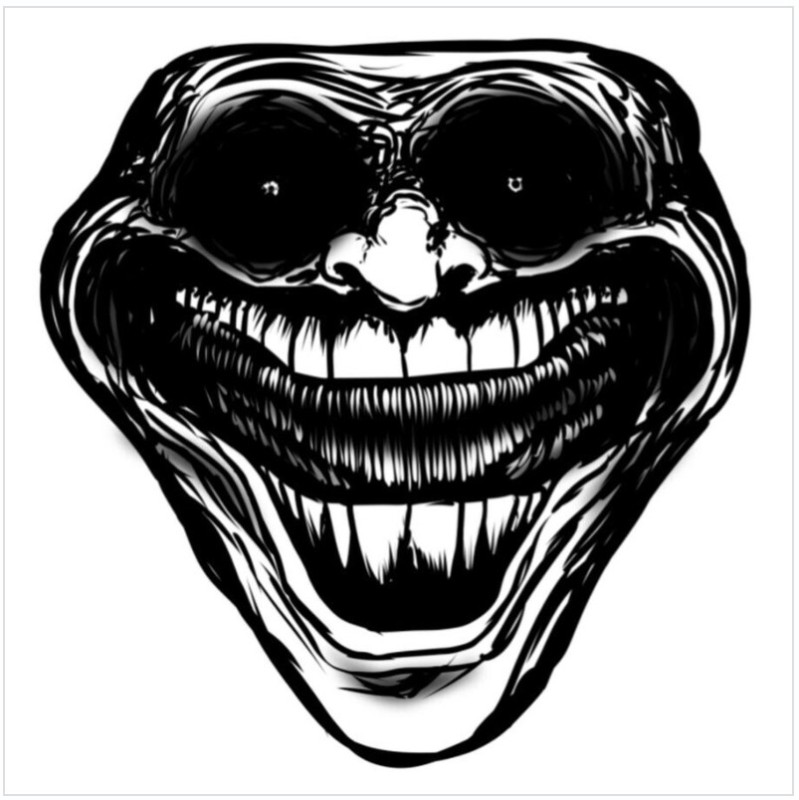 Create meme: trollface monster, smiling trollface, scary face trollface