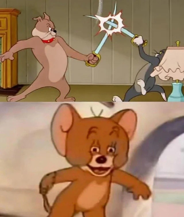 Create meme: meme of Tom and Jerry , stoned Jerry meme, mouse Jerry