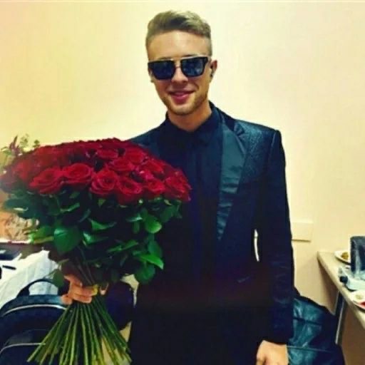 Create meme: Egor Krid rose, egor creed with flowers, egor creed happy birthday