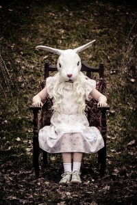 Create meme: Alice in Wonderland, creepy bunny, creep rabbit