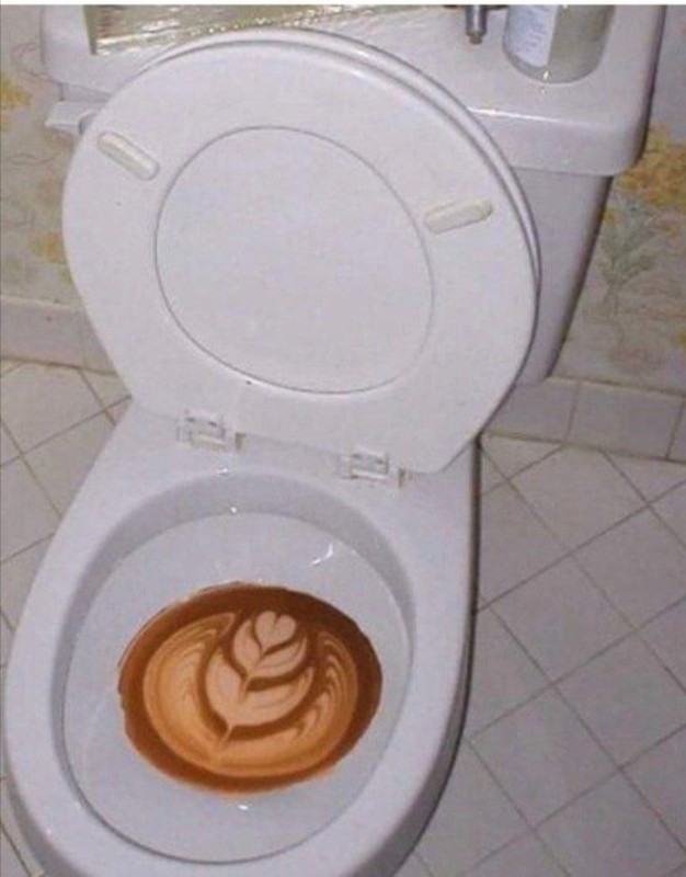 Create meme: diarrhea in the toilet, barista toilet bowl, bad joke