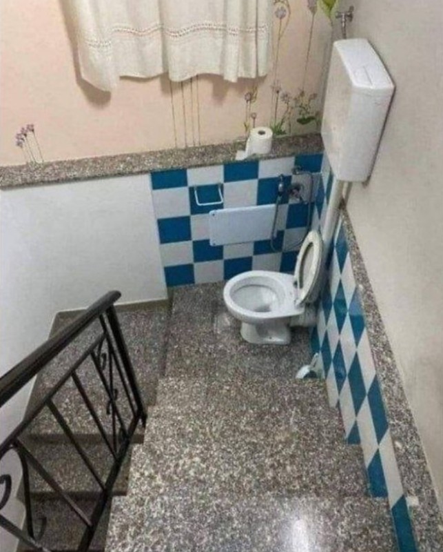 Create meme: bad design, toilet , The toilet is on the stairs