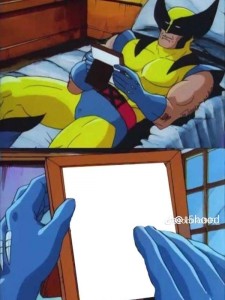 Create meme: Wolverine comic, Wolverine meme, meme Wolverine on the bed