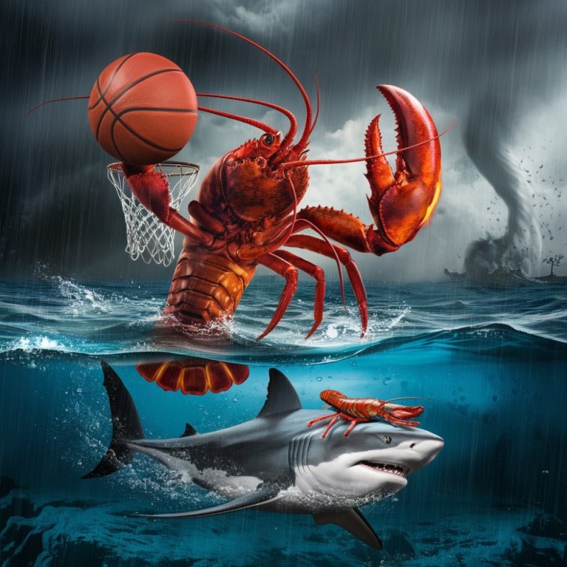 Create meme: playing basketball, basketball game, lobster lobster