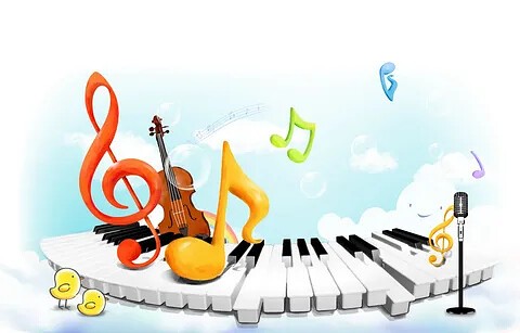 Create meme: children's music school, beautiful notes drawing, background for the presentation is musical