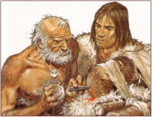 Create meme: primitive doctor, Neanderthal and CRO-magnon, ancient people