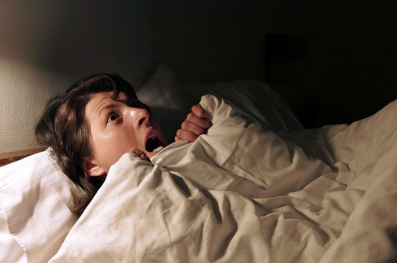 Create meme: nightmare, I had a nightmare, A scared woman in bed