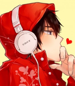 Создать мем: anime boy with headphones, аниме аватарки в наушниках в красном, аниме мальчик с наушниками