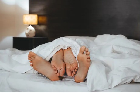 Create meme: in bed , feet , In bed