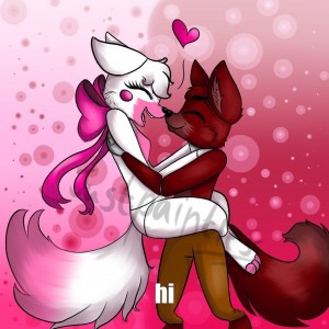 Create meme: foxy x mangle, the mangle and foxy love, the mangle