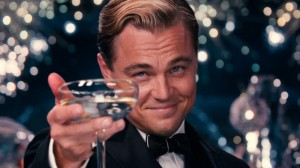 Create meme: Leonardo DiCaprio with a glass of, DiCaprio Gatsby, Leonardo DiCaprio the great Gatsby