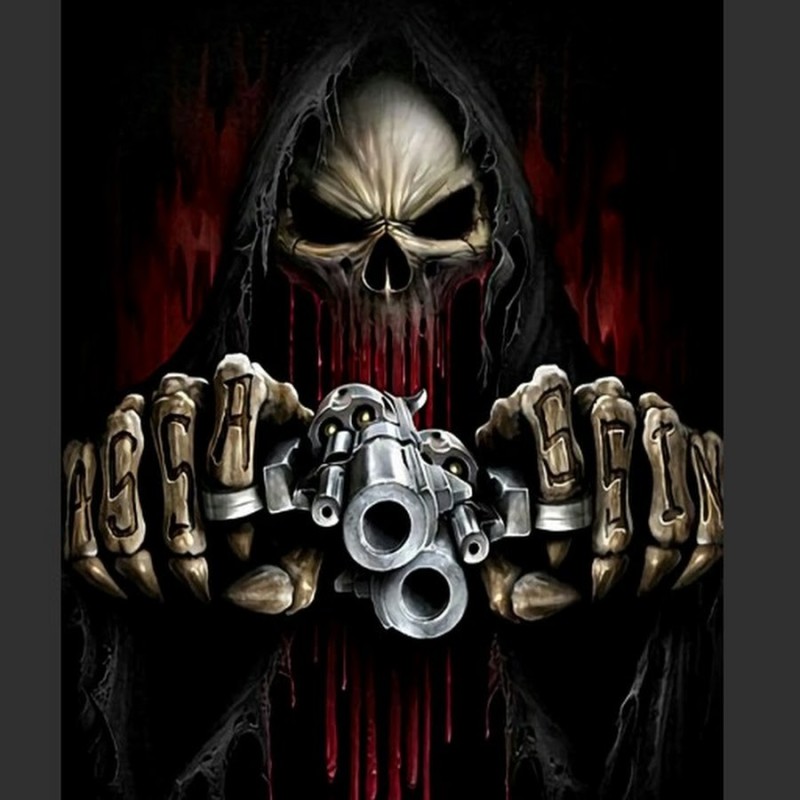 Create meme: cool skeleton, skull with guns, cool skulls